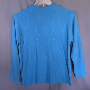 NWT VTG JENNY‎ High Neck Sweater Womens Size Medium Floral Embroidery 80s 90s